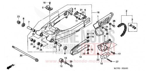 BRAS OSCILLANT/CARTER DE CHAINE XR400R4 de 2004